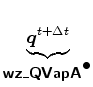 $\displaystyle \underbrace{\Dvect{q}^{t+\Delta t}}_{ \mbox{{\cmssbx wz\_QVapA}}^{\mbox{$\bullet$}} }$