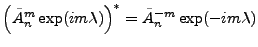 ${\displaystyle
\left(\tilde{A}^m_n \exp(im\lambda) \right)^*
= \tilde{A}^{-m}_n \exp(-im\lambda) }$