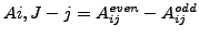 $A{i,J-j}=A_{ij}^{even}-A_{ij}^{odd}$